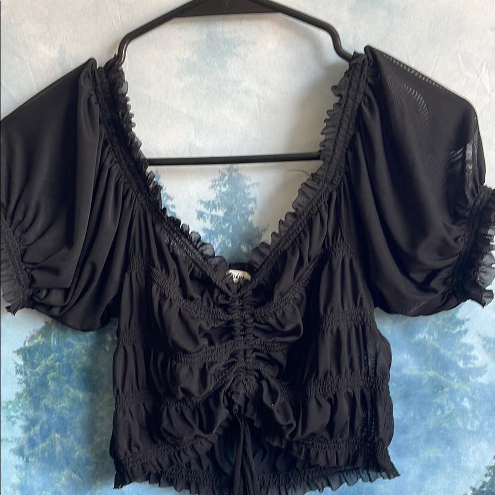 Black Ruched Women's Top